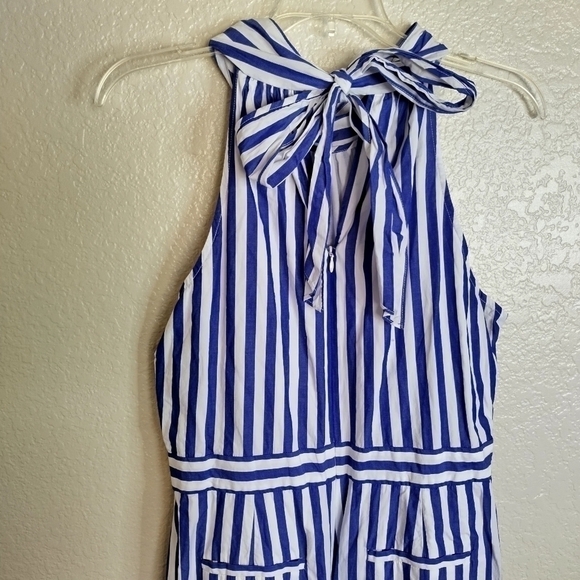 J. Crew Blue White Striped Halter Jumpsuit H7371 Women's Size 12 - Picture 4 of 10